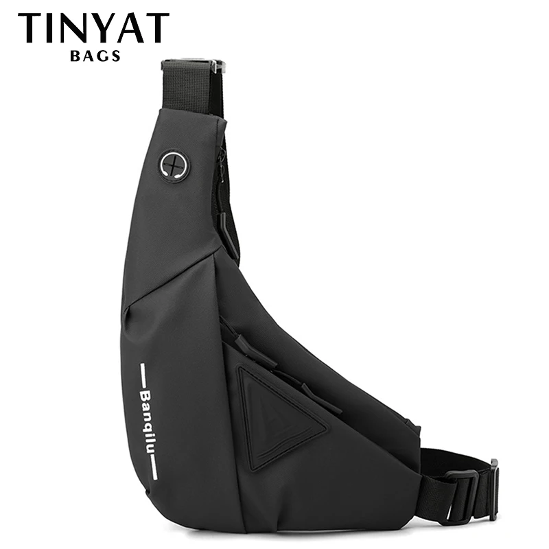 TINYAT Nylon Crossbody Bag For Men Designer New Male Messenger Bag Waterproof Travel Chest Pack Purse Phone Husband Shoulder Bag