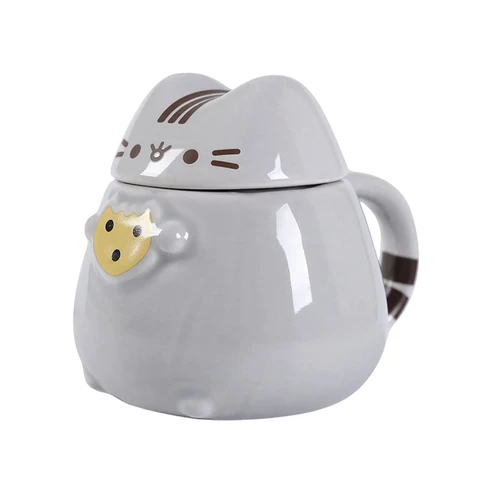 Милая керамическая кружка с крышкой 301-400 мл