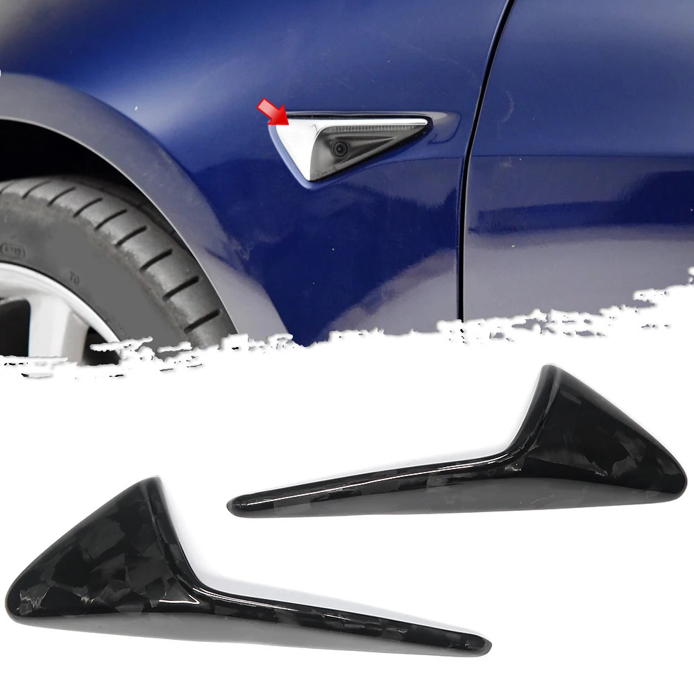 

Forged Carbon Fiber Pattern For Tesla Model 3 Turn Signals Camera Protection Cover Trim For Tesla Model Three Accessories