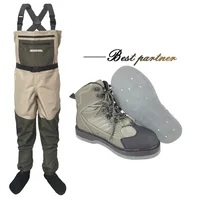 Fly Fishing Clothes and Shoes Aqua Sneakers Wading Clothing Set Breathable Rock 12 Nails Felt Sole Boots Wader Pants FXMD1