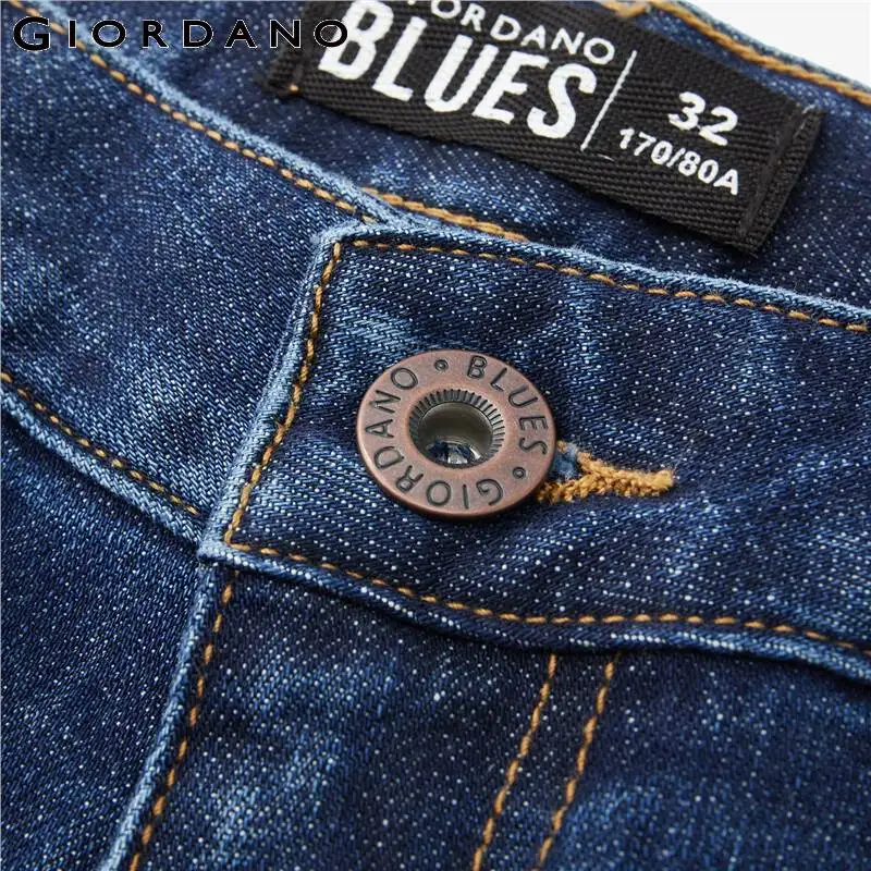 GIORDANO Men Denim Jeans Simple Mid Rise Stretchy Loose Casual Denim Pants Classic Five-Pocket Fashion Denim Jeans 18112074