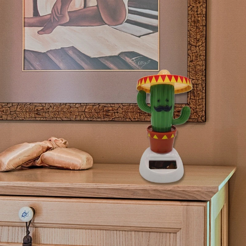 

Cactus Solar Powered Dancing Doll Automatic Swinging Car Ornament Home Decor