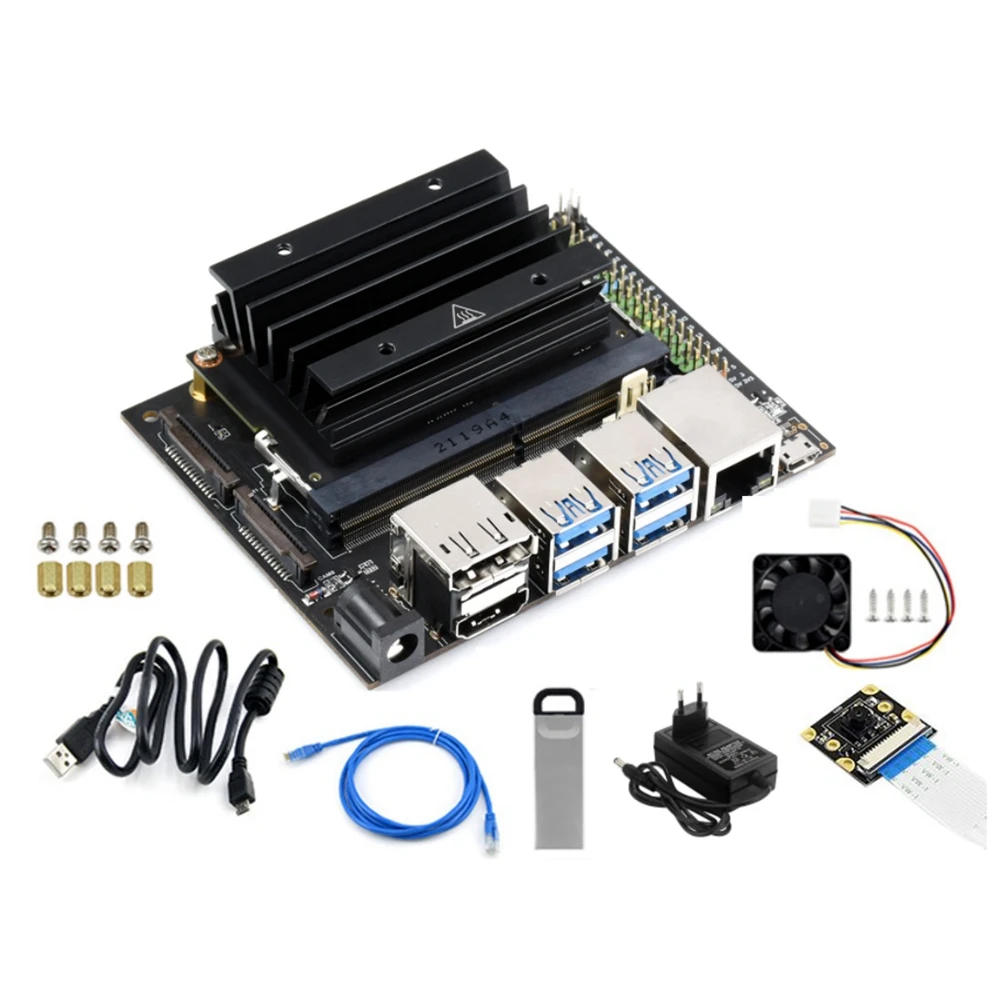 

Комплект разработчика для Jetson Nano 4 Гб, макетная плата с искусственным интеллектом с охлаждающим вентилятором и IMX219-77 камерой, европейская вилка