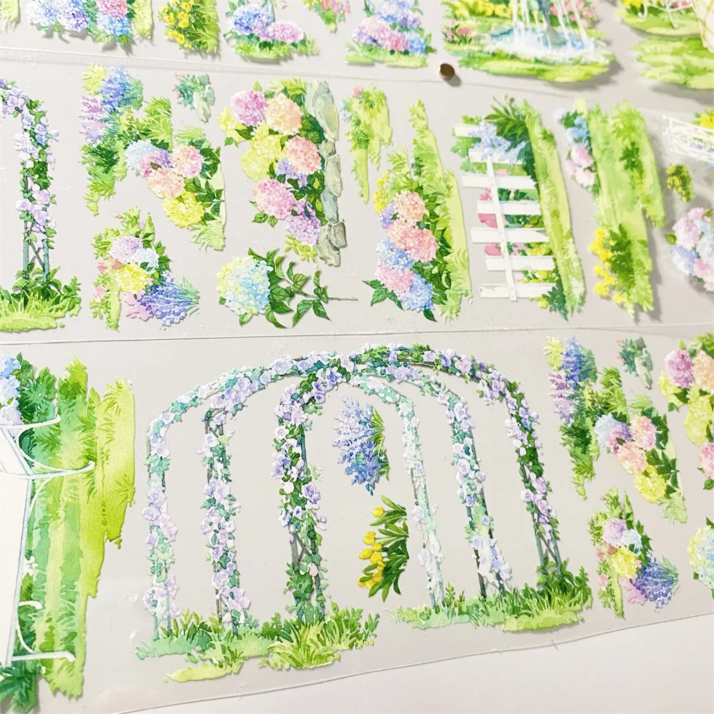 Фото Наклейка для скрапбукинга PET в винтажном стиле с видом на луг, серия Journal Half An Acre Flower Field, от Yuehai Research Institute №3