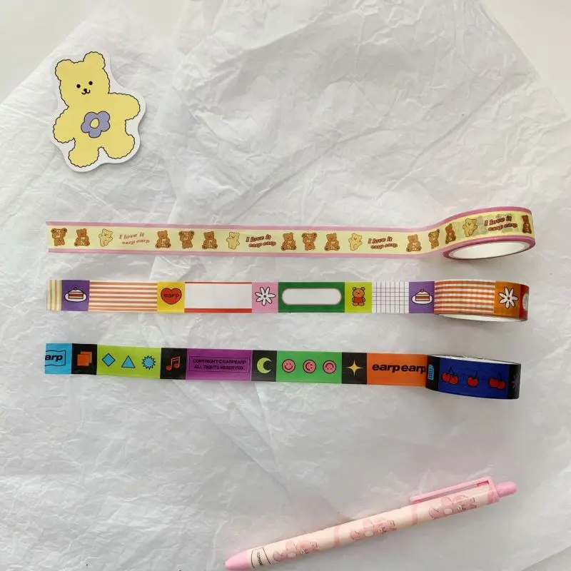 

Korean Cute Bear Cherry Cake Love Smiling Face Sweet Cool And Paper Tape Hand Account Decorative Material