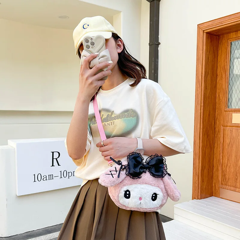 

Sanrio Melody Kuromi Cinnamoroll Cute Kawaii Toys Cartoon Anime One Shoulder Messenger Bag Creative Summer New Style Plush Bag
