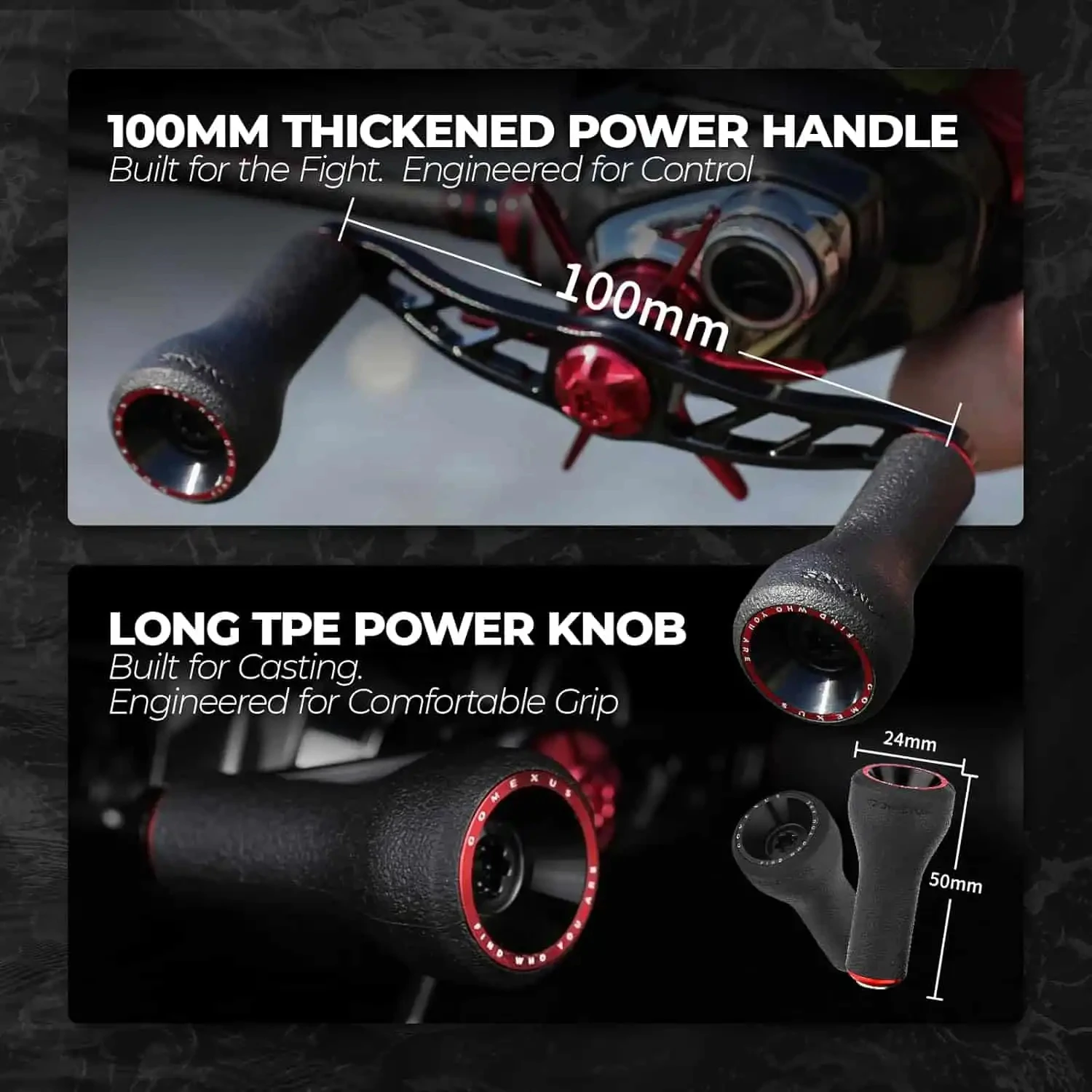 Фото Алюминиевая ручка для катушки Gomexus 100 мм с ручкой из TPE для Shimano Bantam Metanium, Daiwa Steez, Abu Garcia, Okuma Baitcasting DC-S20 №4