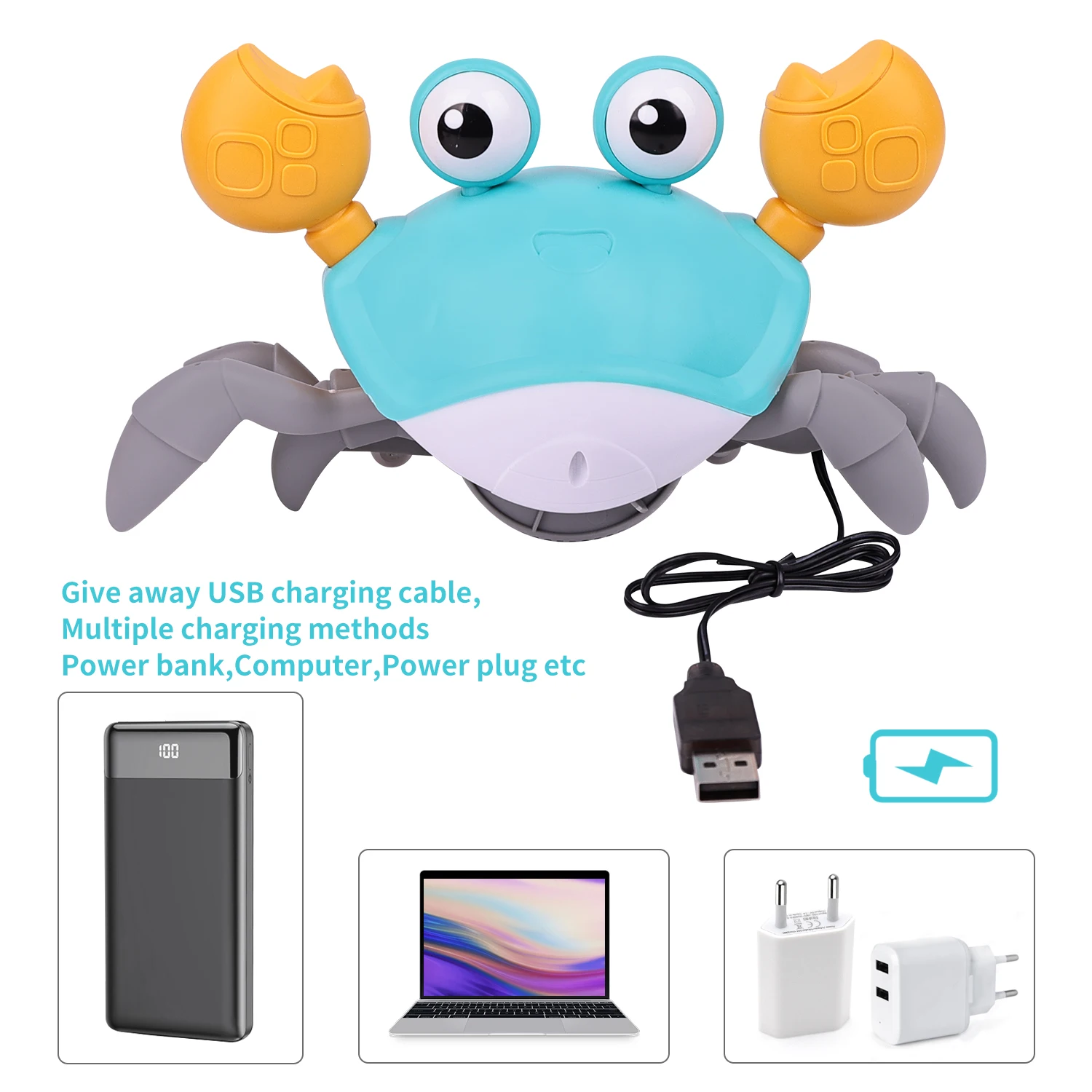 Детская игрушка-краб для ползания перезаряжаемая батарея интерактивная