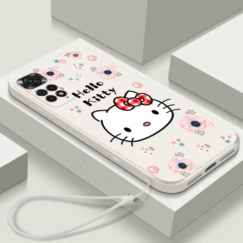 Flowe Cute Hello Kitty Tpu Case For Xiaomi 12T Mi 12 Lite 13 12C POCO F5 X3 GT X4 C55 M3 M4 Pro F3 F4 GT Redmi K50 Ultra Cover