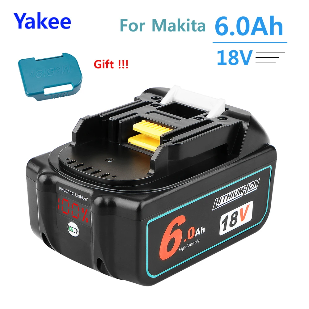 18V 6.0Ah INR 18650 şarj edilebilir Li-ion pil için LED ile Makita güç aracı BL1840 BL1850 BL1860 elektrikli darbeli anahtar