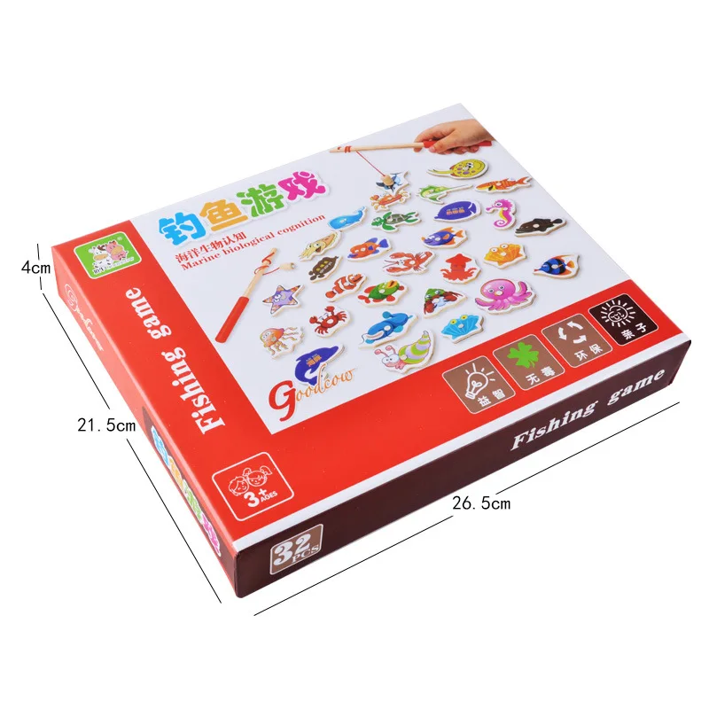 32Pcs Fishing Game Baby Educational Toys Fish Wooden Magnetic Birthday Christmas Gift images - 6