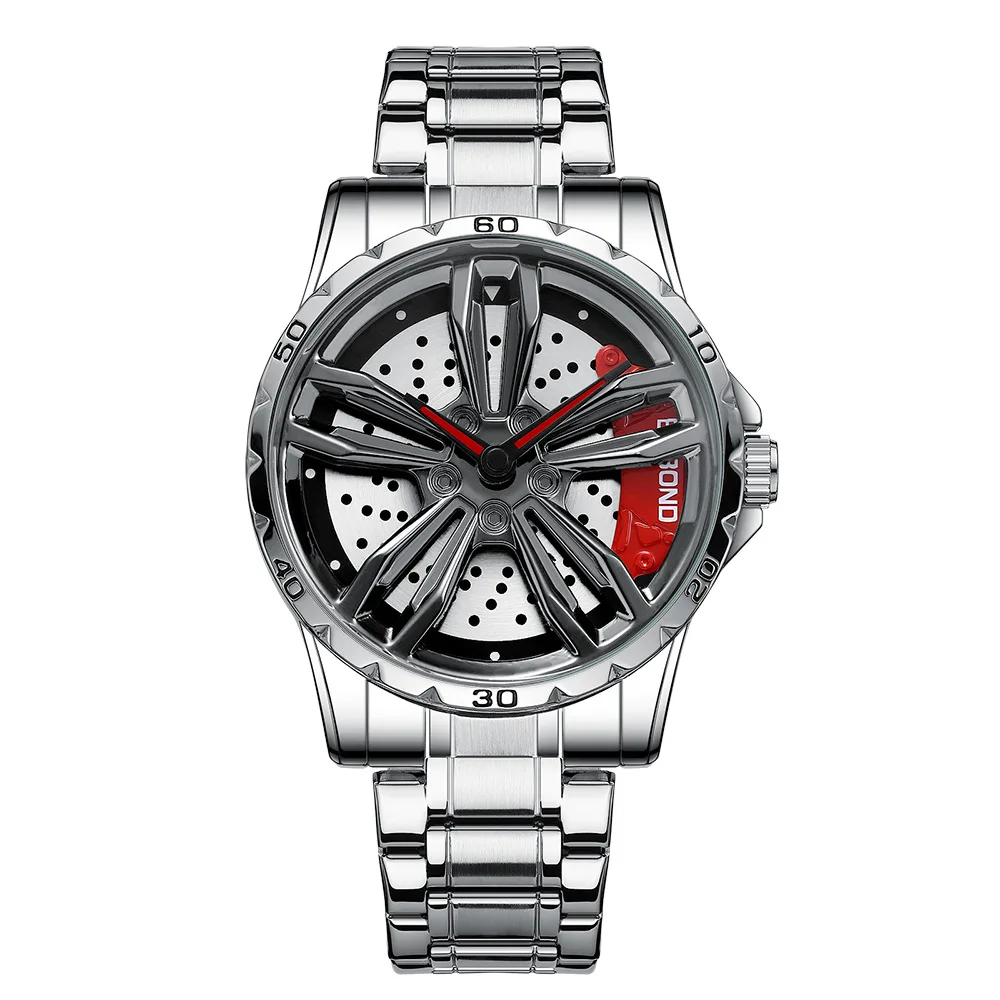 Мужские часы ступица колеса мотоциклетные Hollow 360° ° Вращающиеся модификации