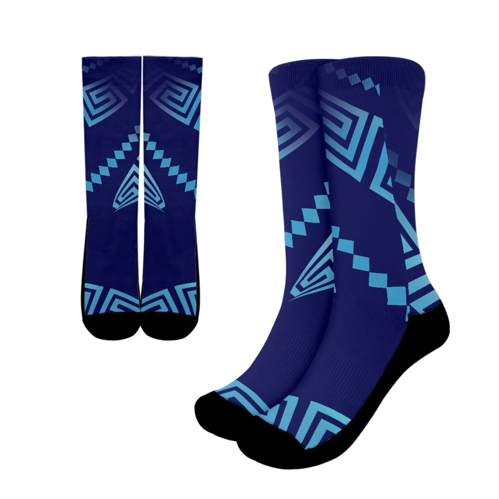 

Polynesian Tribal Hawaiian Totem Tattoo Hawaii Prints Skin-Friendly Breathable Polyester Dark Blue Sports Sock Fit Running Wear