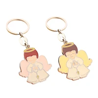 enamel prayer angel keychain cross charm hanging pendant crafts accessory for women handbag tote bag backpack car key