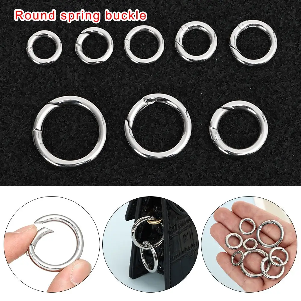 

Round Push Trigger Stainless Steel Snap Hooks Carabiner Buckles Clips Handbags Buckle Carabiner Purses Spring O-Ring
