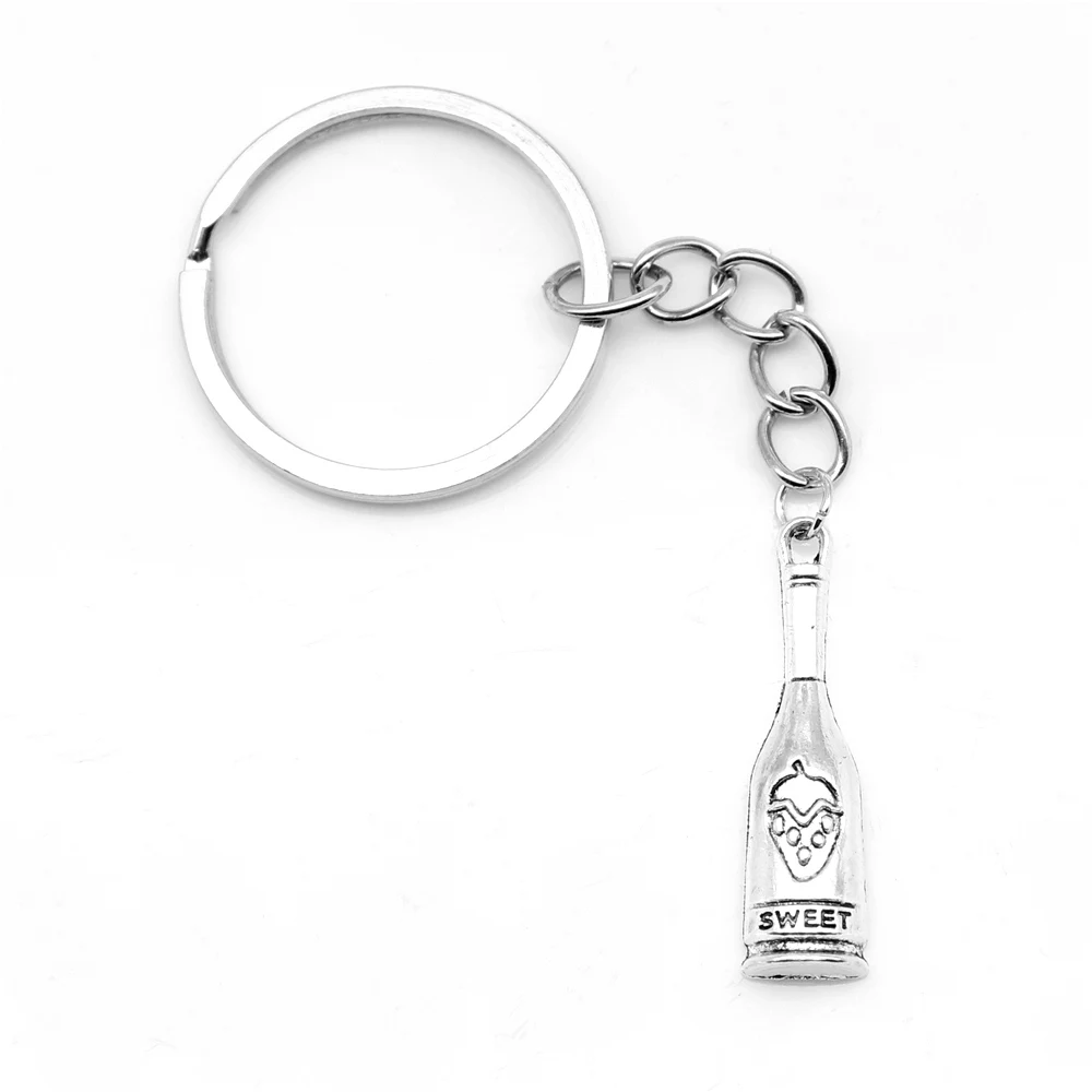 

1pcs Antique Silver Color 8x30mm Wine Keychain Handmade Jewerly Diy
