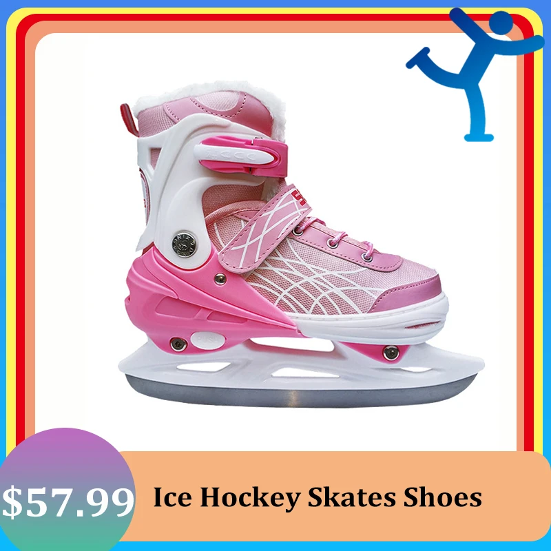 One Pair Adult Women Children Winter Ice Blade Skates Shoes Adjustable Waterproof Thermal Ice Hockey Skating For Beginner