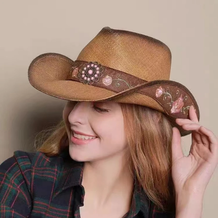 Летняя Шляпа Унисекс В Западном Стиле С Двойным Изогнутым Покрытием