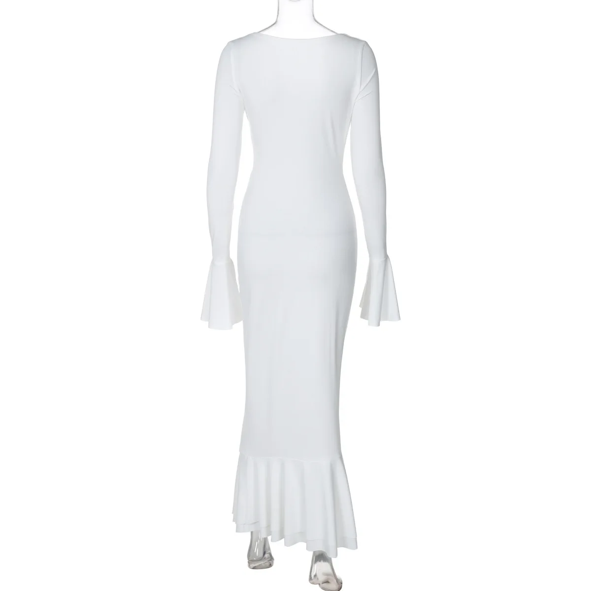 Сексуальное расклешенное вечернее клубное платье макси с длинными рукавами и