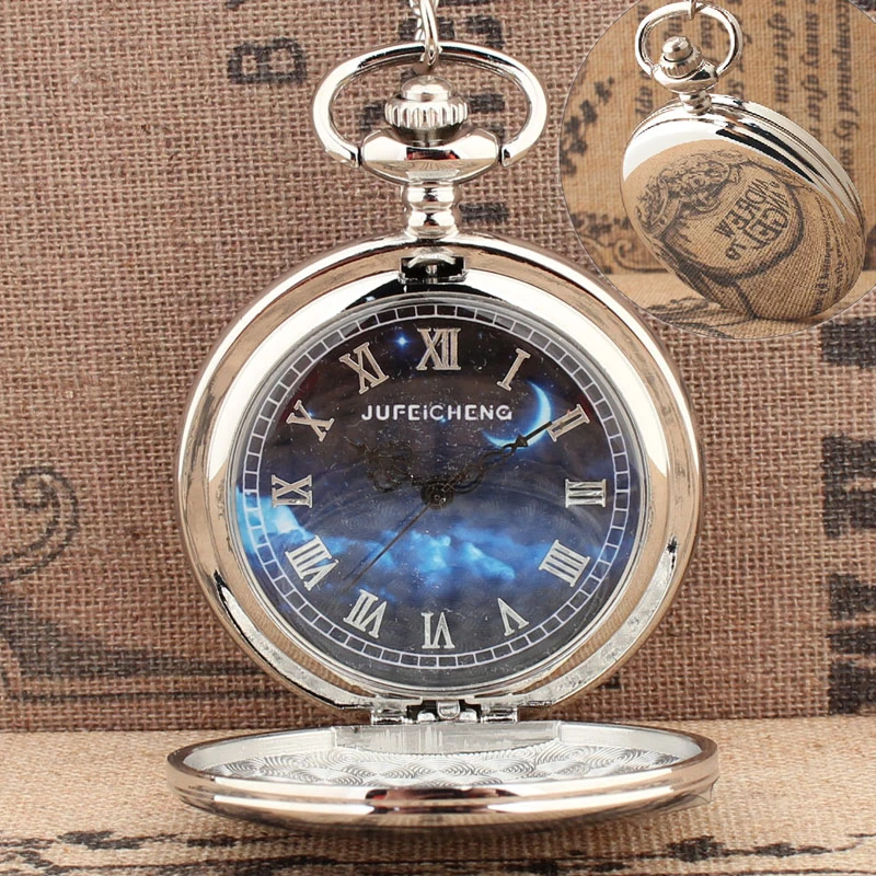 

Классические карманные часы в стиле ретро с изображением звездного неба Луны, мужские Креативные Часы-флип для пар, подарок для студентов н...