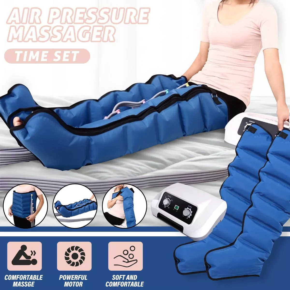 

Electric Leg Massager with Air Compression Massage for Foot Calf Helpful for Circulation and Muscles Relaxation 6 Air bags