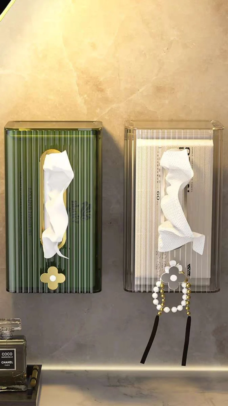 

Wall-mounted Transparent Tissue Box Wet Wipe Holder Napkin Paper Case Face Masks Storage Box Bathroom Kleenex Holder