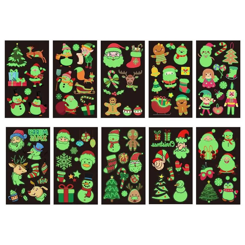 

Christmas Body Temporary Tattoo Stickers | Luminous Decals With 99 Patterns | Holiday Stickers Party Decorations For Kids Adults