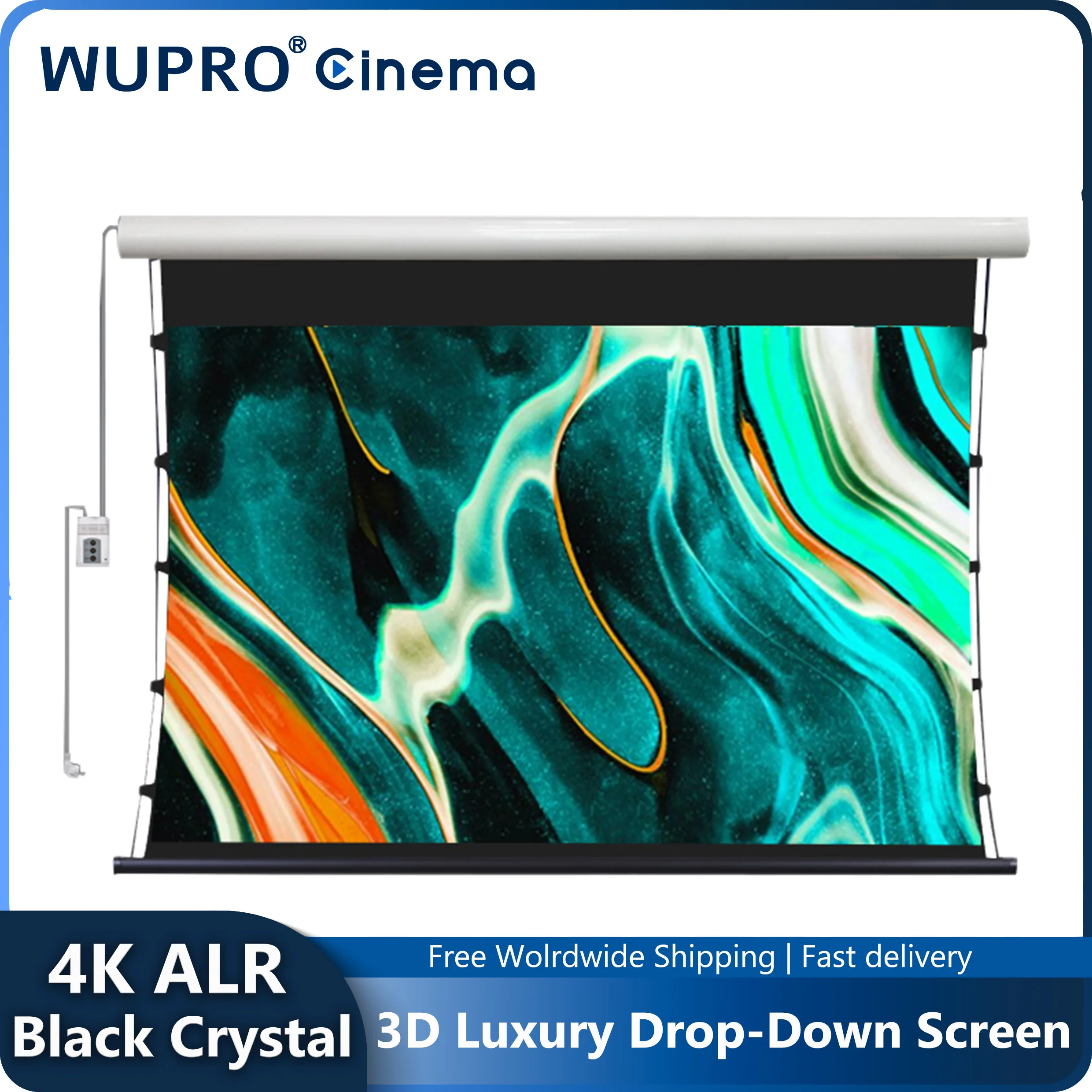 2024 Новый проекционный экран 4K ALR UST Luxury Drop Down с моторизованным черным кристаллом