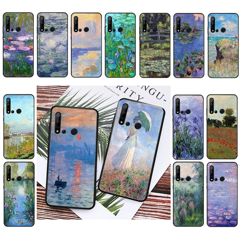 

Phone Case For Huawei P50 Pro P30 P40 Lite P40Pro P20 lite Mate 20 Pro Mate 50 Pro P Smart Claude Monet Garden Lotus Bridge