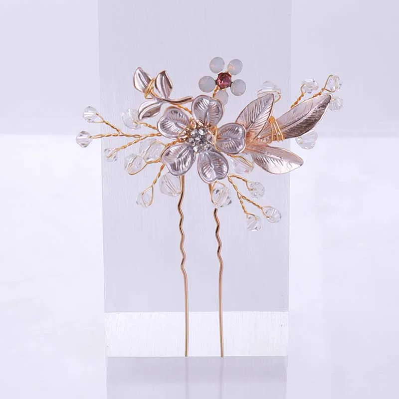 

Gold Women Hair Jewelry Handmade Flower Crystal Wedding Hair Accessories Hair Comb Hair Pin Tiara Hair Ornaments Exquisite