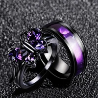 fashion elegant ladies butterfly rings and titanium steel rings mens couple rings promise rings surprise jewelry gifts