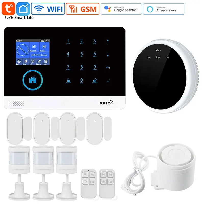 Wifi GSM PG103 Alarm System Wireless Smart Tuya Alarm System Home Security 433MHz Door Detectors APP Control LCD Touch Keyboard