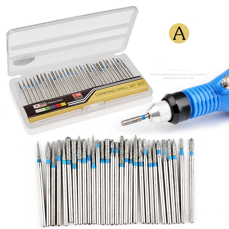 

30Pcs/set Diamond Milling Cutters for Manicure Rotary Nail Drill Bit Eletric Pedicure Machine Equipment Cuticle Remove Tools