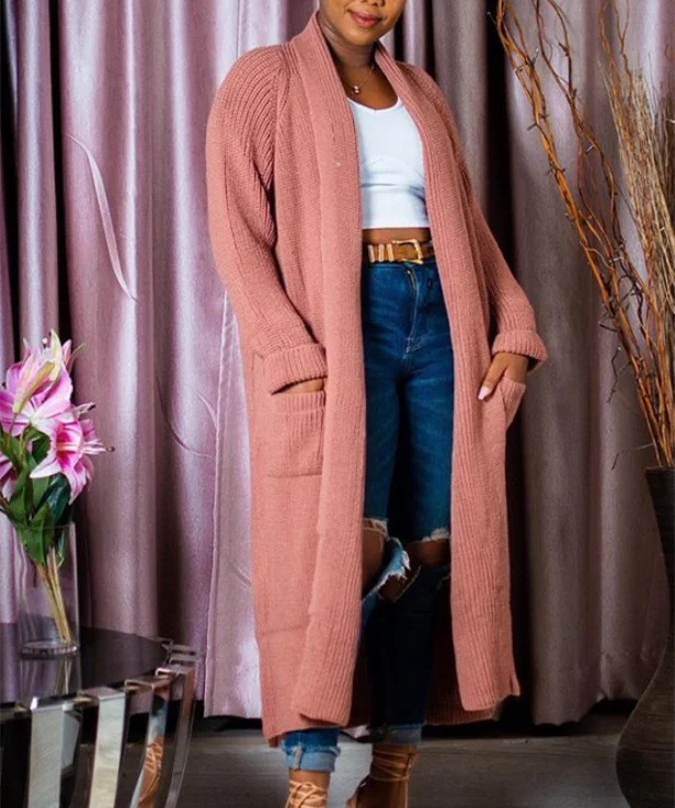 

Осенне-зимний длинный вязаный свитер, пальто, винтажный кардиган, теплый мягкий свободный элегантный джемпер большого размера 3XL, новая жен...