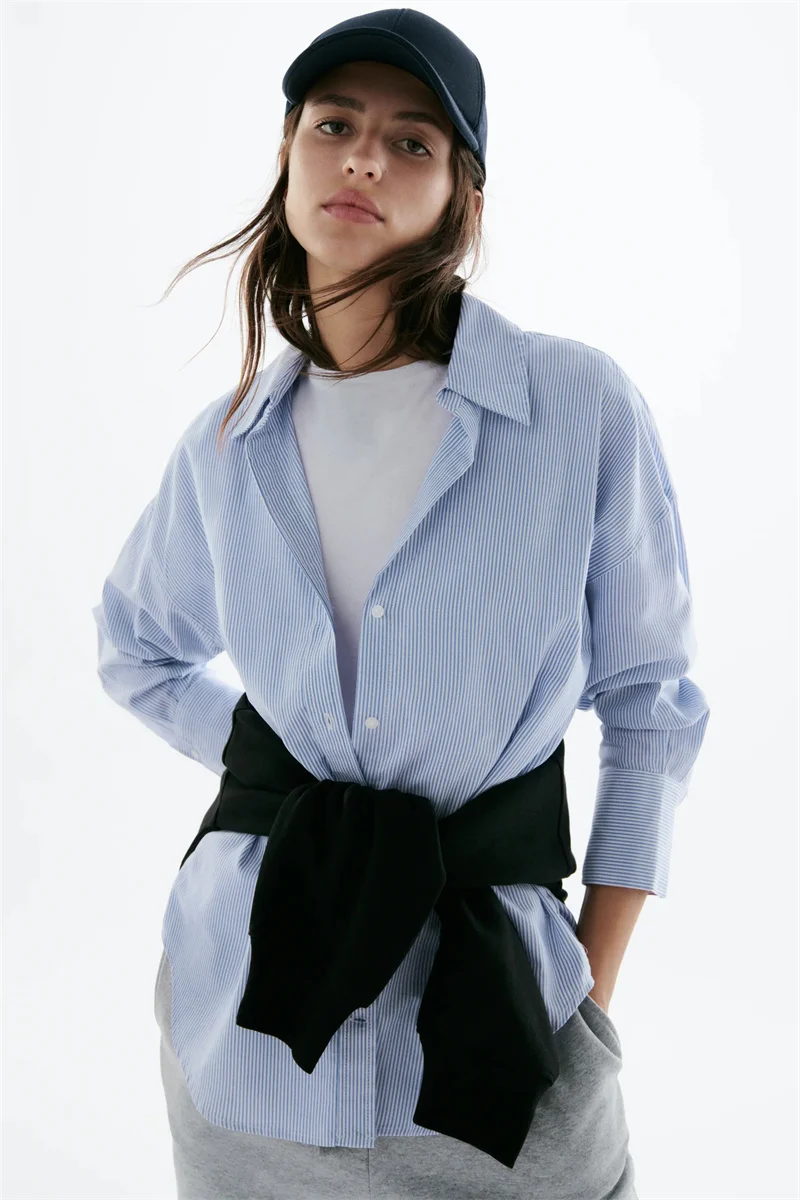 Za 8275952 Осенняя новая женская одежда Рубашки-оксфорды Белая рубашка 08275952250