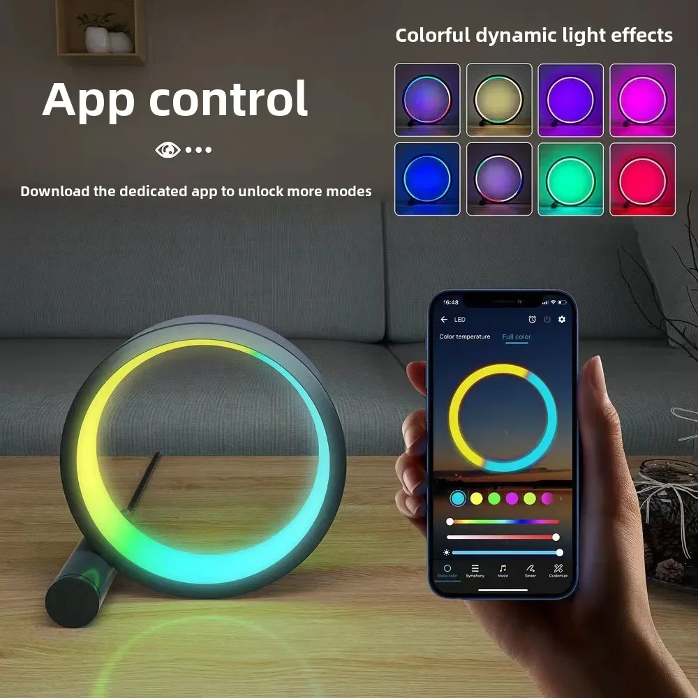 Умный RGB красочный настольный атмосферный светильник Bluetooth приложение DIY дисплей