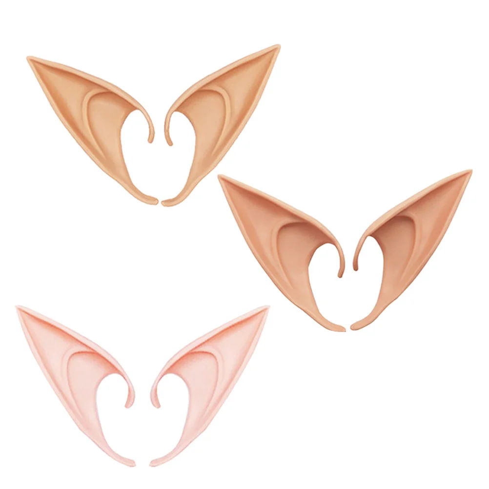 

3 Pairs Elf Ears Wear-resistant Fake Party Supply Accessories Removable Emulsion Replaceable Cosplay