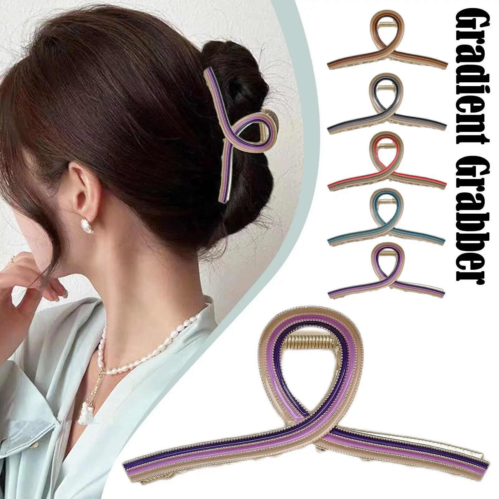 

Korean New Style Retro Metal Hair Claw Clips 11cm Simple Crossed Gradient Color Hair Claws For Women Girls