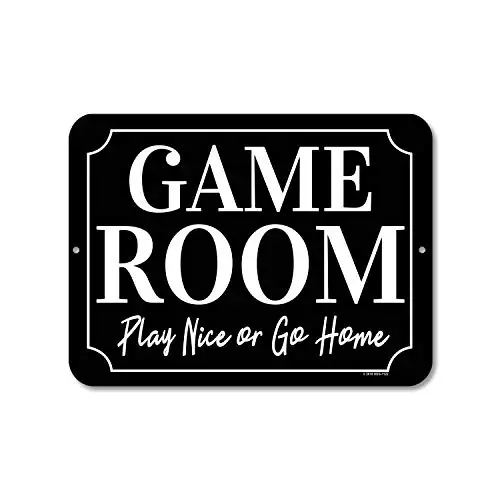 

Honey Dew Gifts Game Room Decor, Play Nice or Go Home Metal Aluminum Novelty Tin Sign Decor