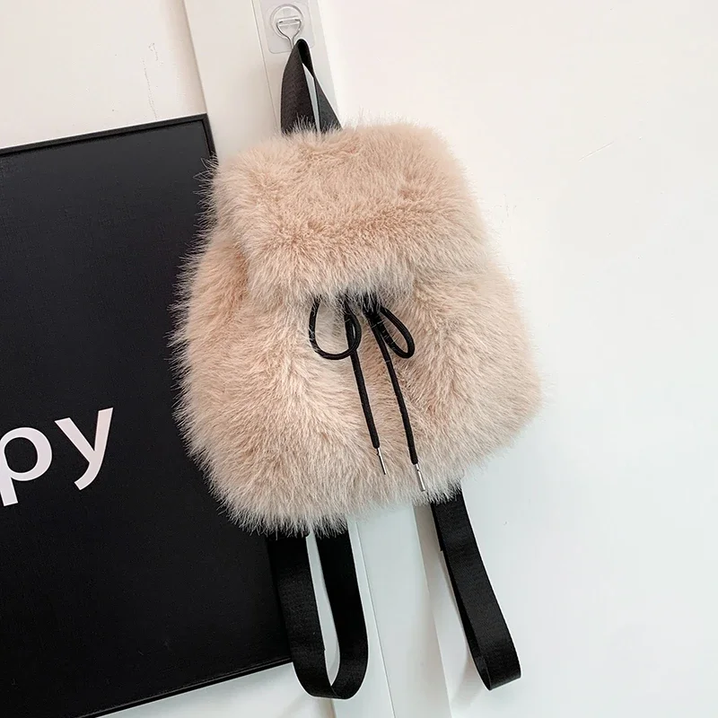 Повседневные новые плюшевые модные рюкзаки из искусственного кроличьего меха