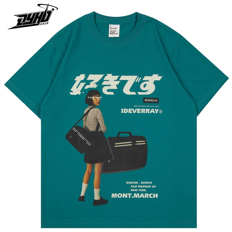 Модная футболка в стиле Харадзюку с принтом японской Девушки из фильма каньцзи
