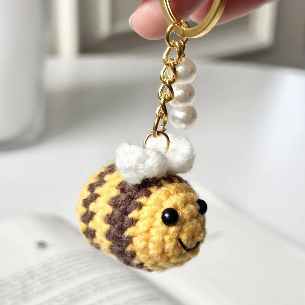 Плюшевый милый вязаный брелок в виде пчелы автомобильный Kawaii мини-подвеска пчел