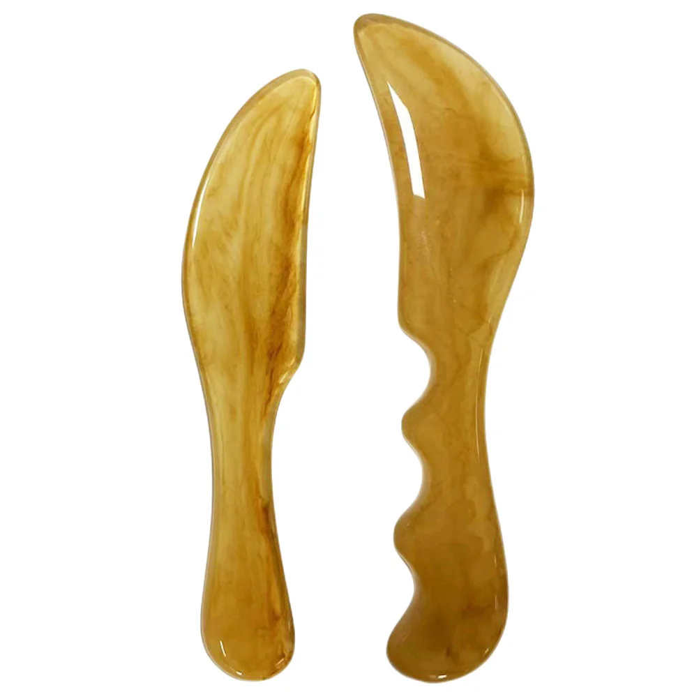 

2 Pcs Massage Tools Scraping Board Toothed Body Gua Sha Resin Guasha Beeswax Large Gosh