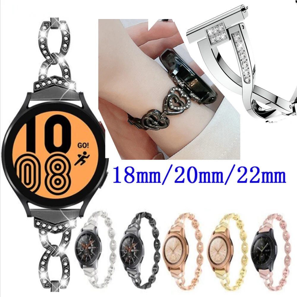 

Diamond Strap For Amazfit GTR GTS 4 3 2 mini Stratos Stainless Steel Metal band bracelet for Amazfit bip 3 S u Pro Lite Strap