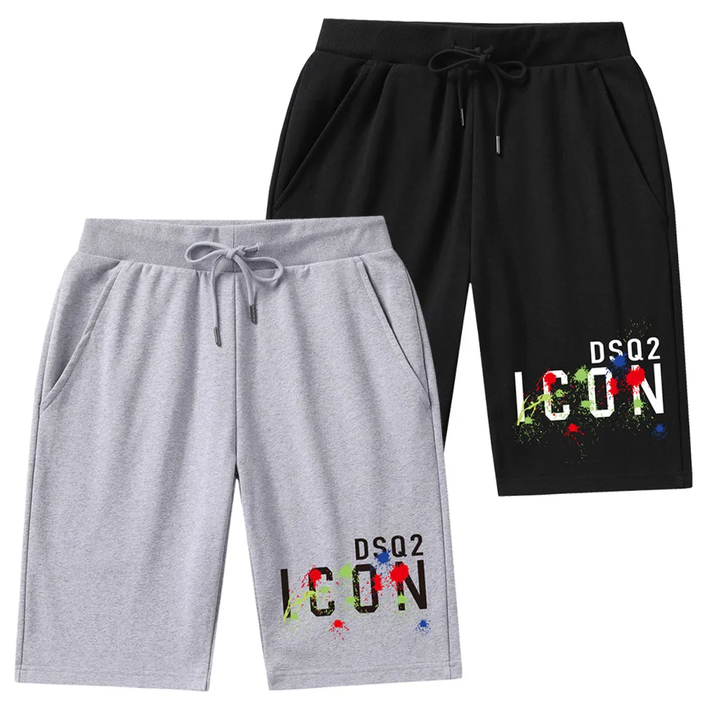 

DSQ2 ICON Men's and Women's Fashion Trend Beach Cotton Casual Shorts Gym Sports Elastic Waist Shorts Boyfriend Girlfriend Gift