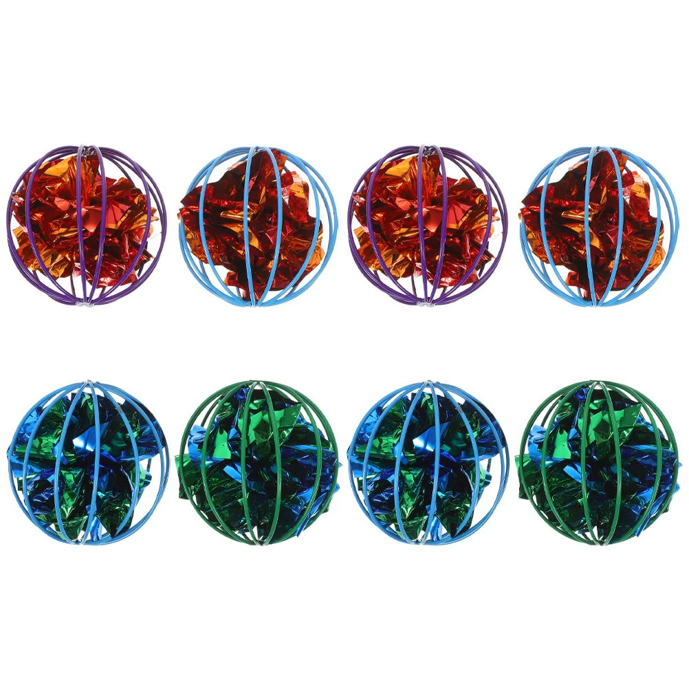 

8 Pcs Colorful Cat Chew Toys for Indoor Cats Small Animal Crinkle Balls Plastic Pet