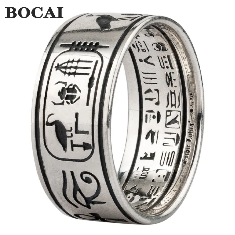 

BOCAI Real S925 Silver Egyptian Anubis Men's and Women's Rings Couple Pendants Rretro Single Jewelry Trendy Personalized Gift