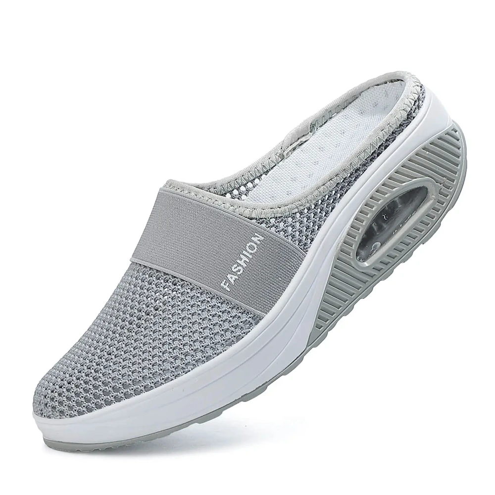 Women's Air Cushion Anti-skid and Wear-resistant Half Slippers Fly Woven Mesh Shaking Shoes Lightweight Comfortable Casual Shoes