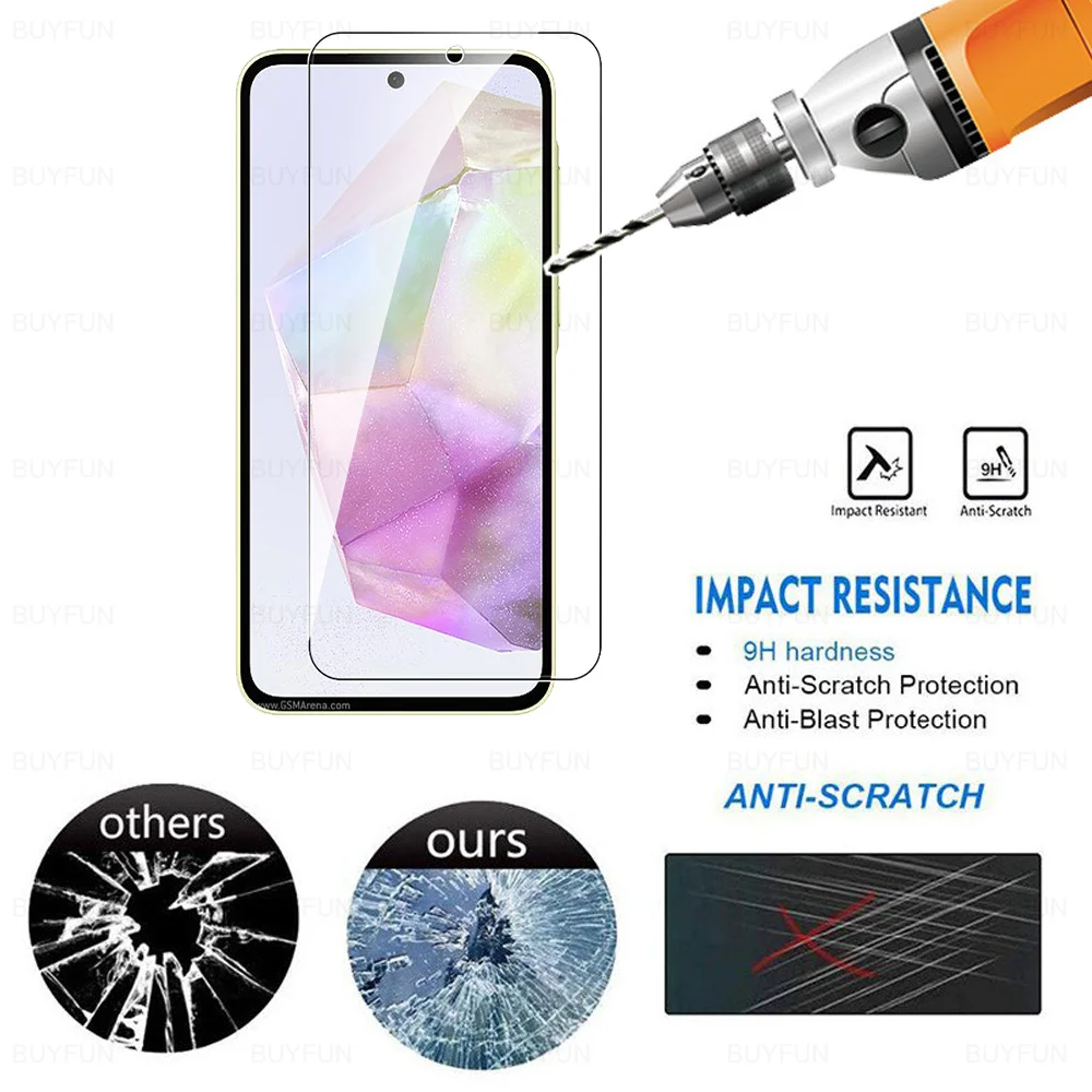 2 шт. чехол из закаленного стекла с полным покрытием для Samsung Galaxy A35 5G A05s A05 A15 A25 A55 A54