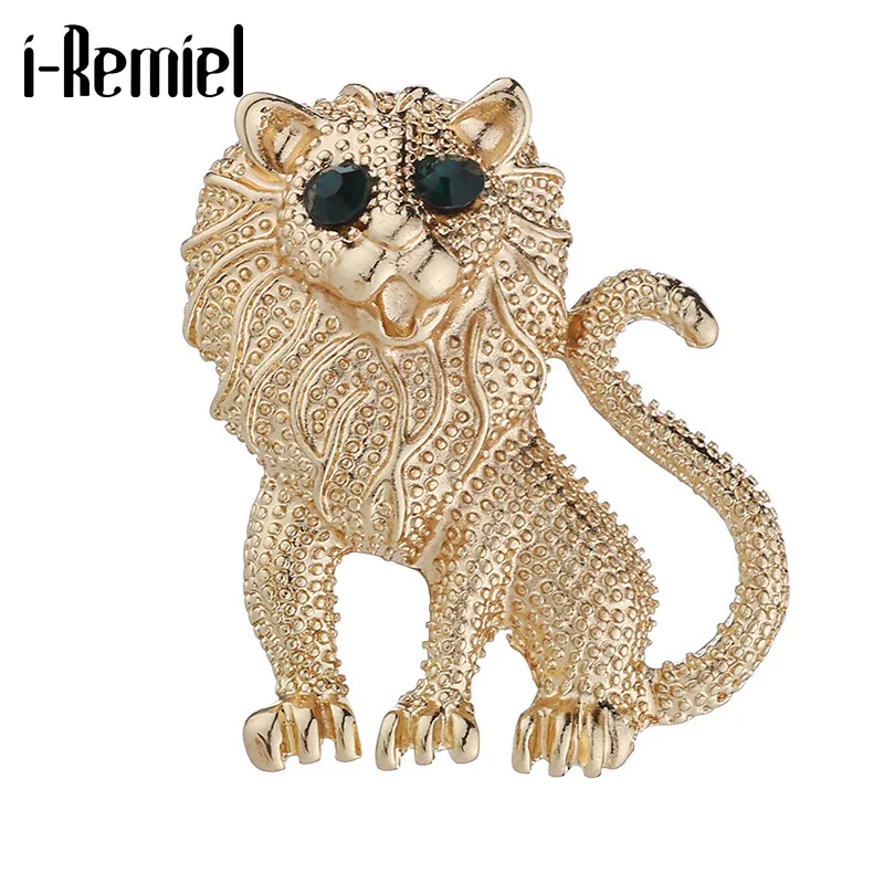 

Korean Metal Animal Lion Brooch Pin Rhinestone Lapel Pins Men's Suit Shirt Badge Brooches Fashion Jewelry for Women Accessories